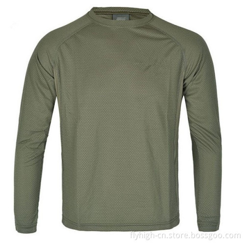 Long Sleeve Round Collar Men Dry Fit Sports T Shirt